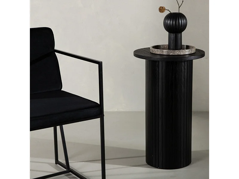 Table d'Appoint Design Nervuré "Bianca" 65cm Noir