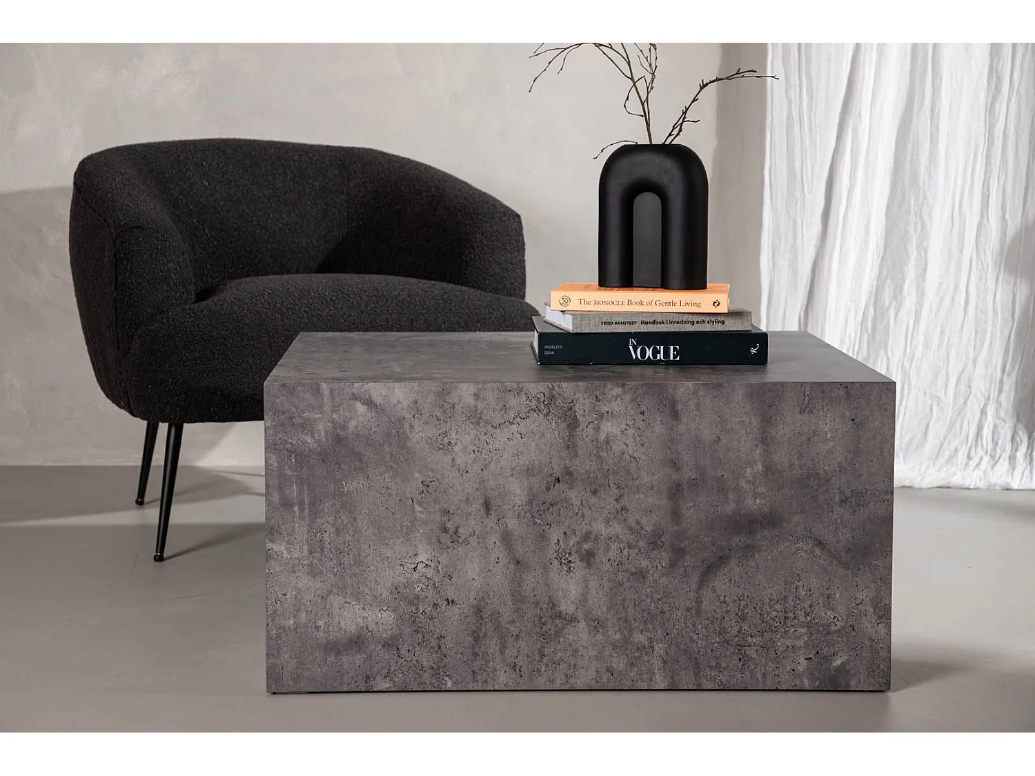 York salontafel 60x80x40cm donkergrijs.