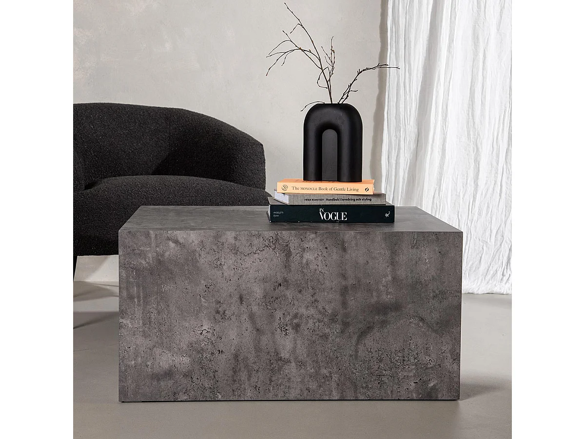 Table Basse Imitation Marbre "York" 80cm Gris Foncé