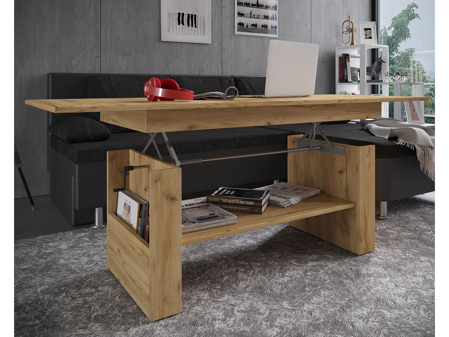 Holz Couchtisch Kobila höhenverstellbar ausziehbar