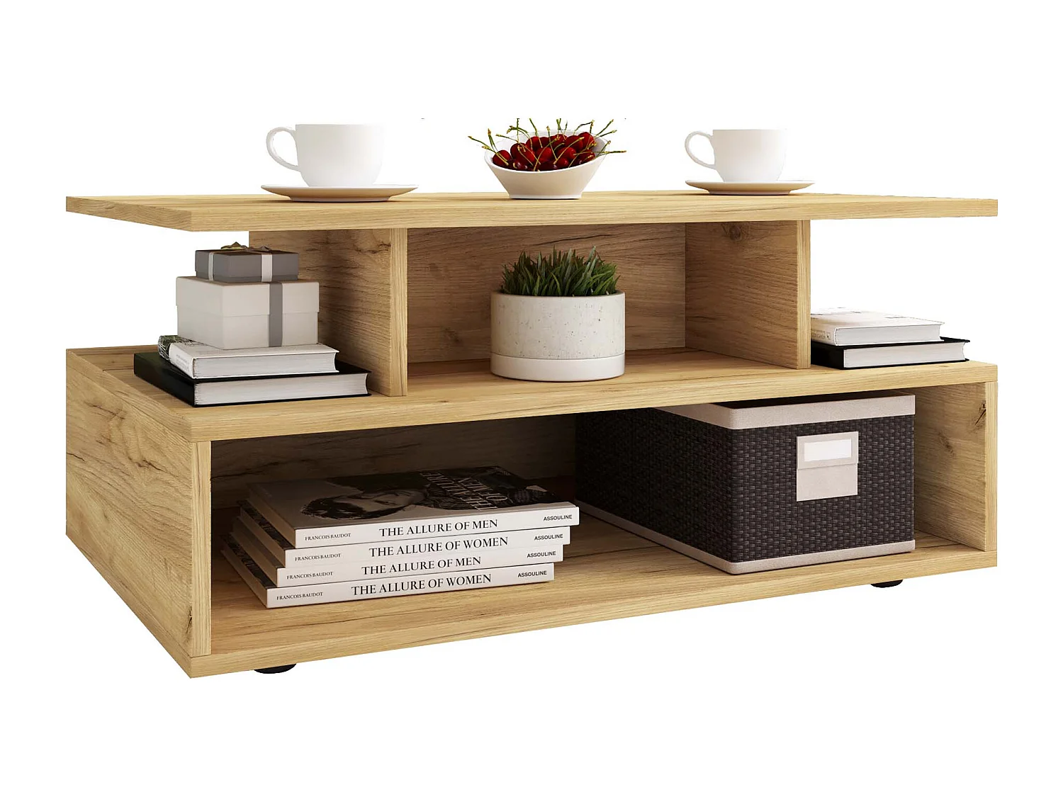 Esila table basse 4 tablettes chêne décor.