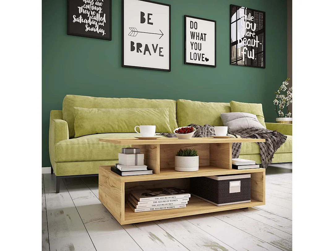 Esila table basse 4 tablettes chêne décor.