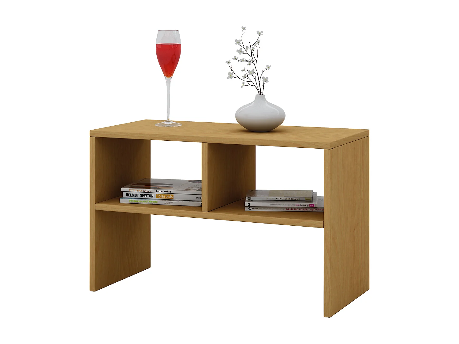 Mesa lateral de madeira VCM | mesa de café lisa | dimensões aprox. A. 40 x L. 63 x P. 30 cm | Mesa de estar | Mesa de centro - Nachto S (Beech)