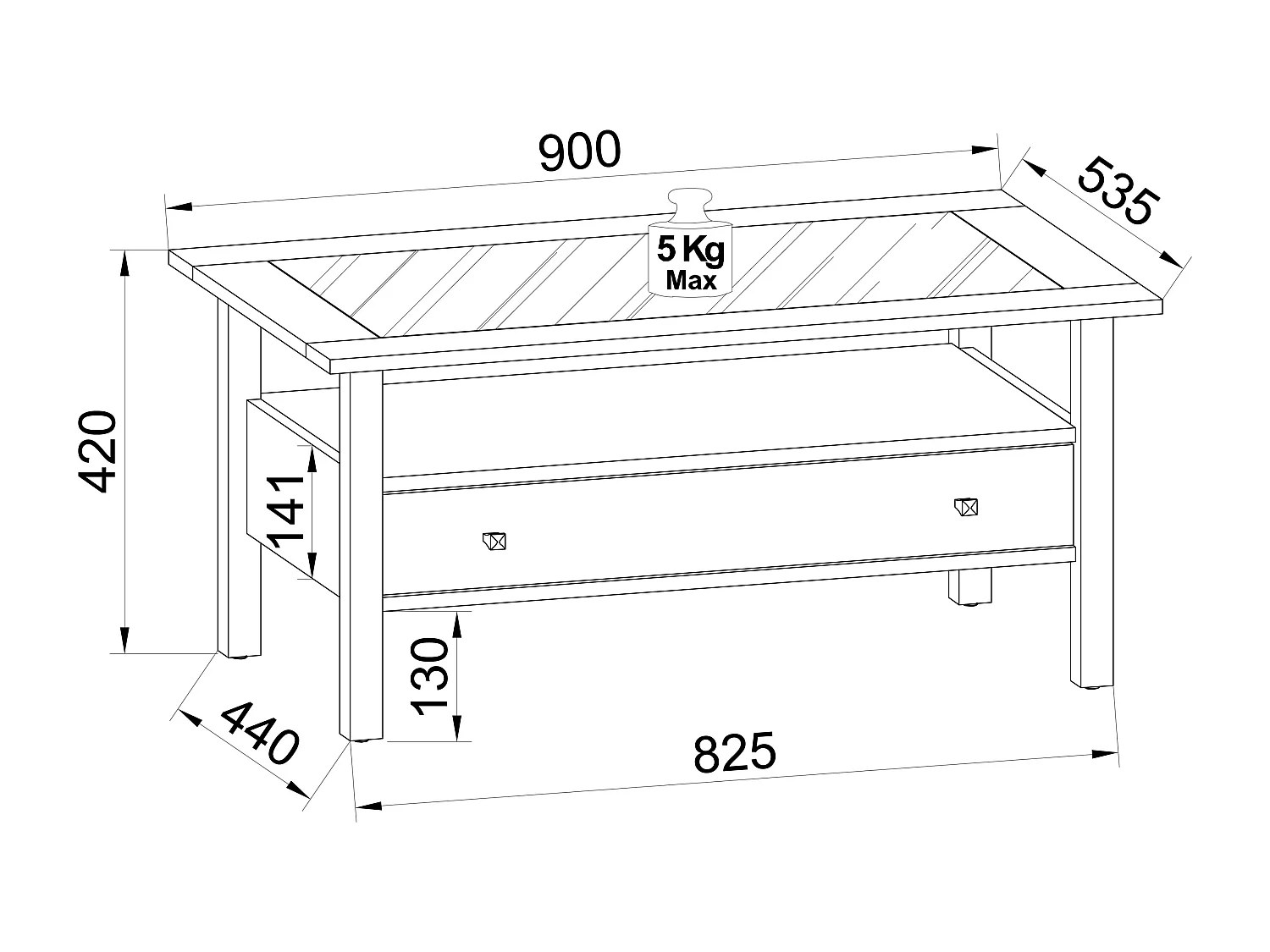Side table & coffee table Lingis Black H. 42 x W. 90 x D. 54 cm
