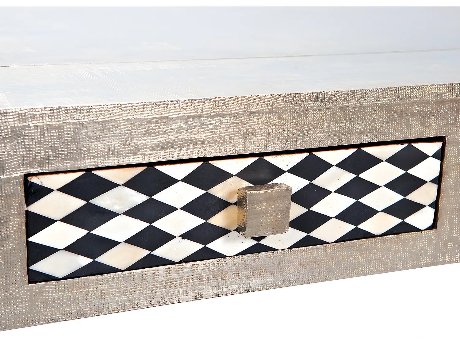 Nopar salontafel 2 lades zilverkleurig, zwart, wit, bruin.