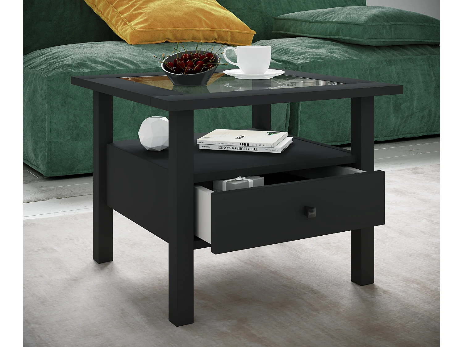 Holz Sofatisch Couchtisch Schublade Lingis M