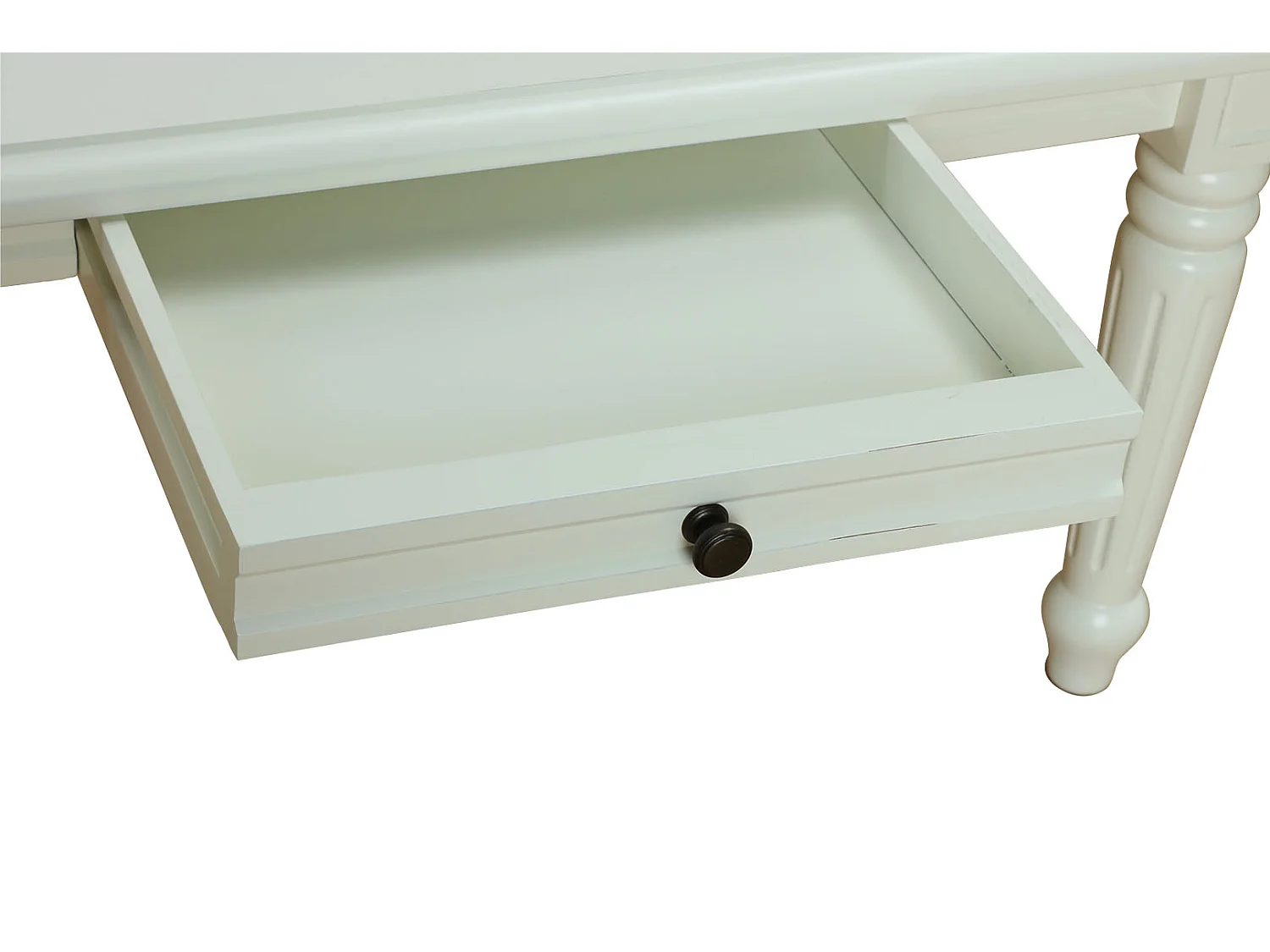 Amaretta Couchtisch antik weiß, antik patiniert 100x100 cm mit 1 Schublade.