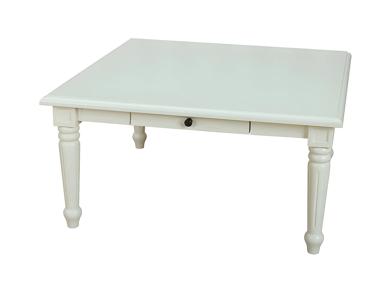 Amaretta Table basse vintage, blanc, vintage patiné, 100x100 cm avec 1 tiroir.