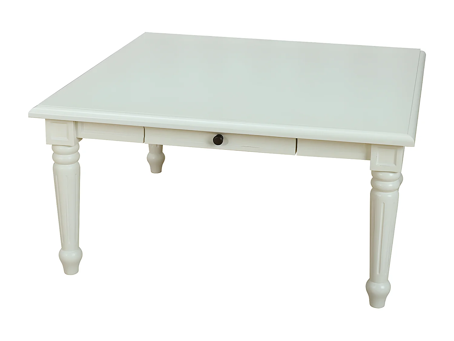 Amaretta Table basse vintage, blanc, vintage patiné, 100x100 cm avec 1 tiroir.