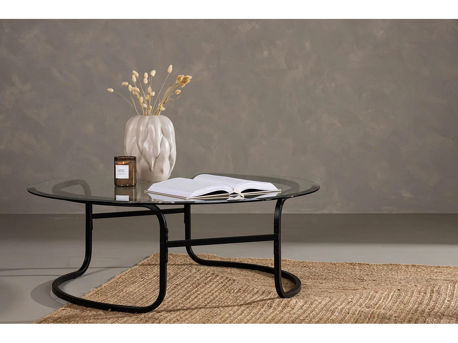 Table Basse Design en Verre "Lomma" 110cm Noir