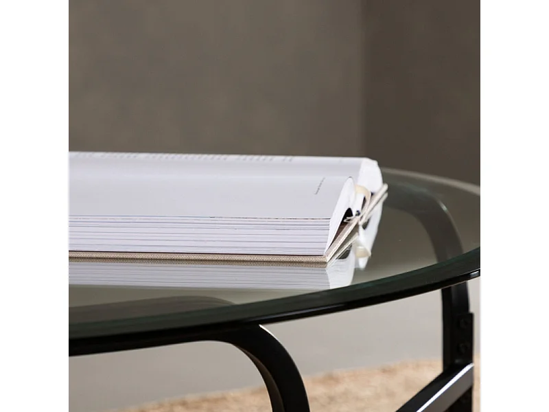 Table Basse Design en Verre "Lomma" 110cm Noir