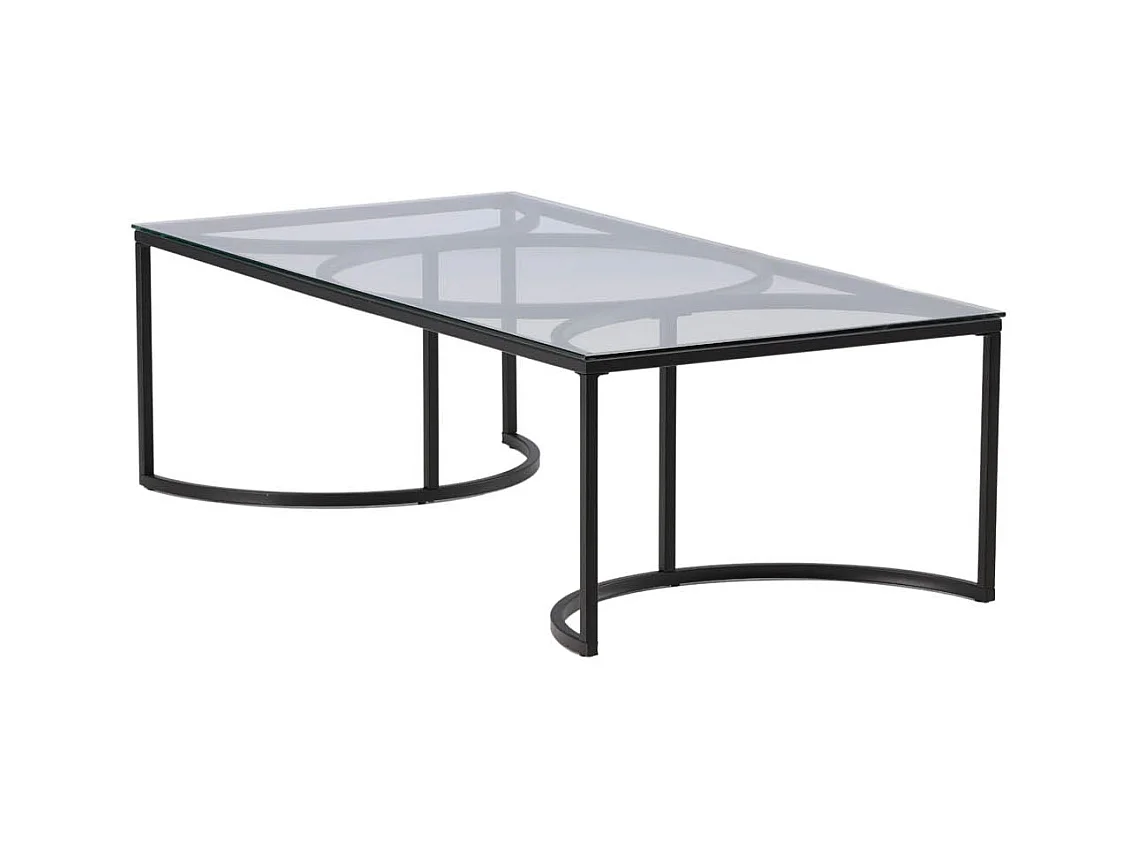 Table Basse Design en Verre "Skanor" 140cm Noir