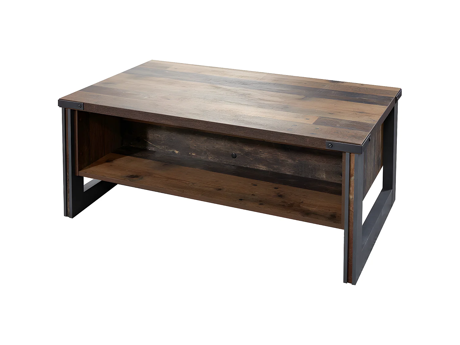PrimePier salontafel 2 open vakken oud houten decor, eiken decor.