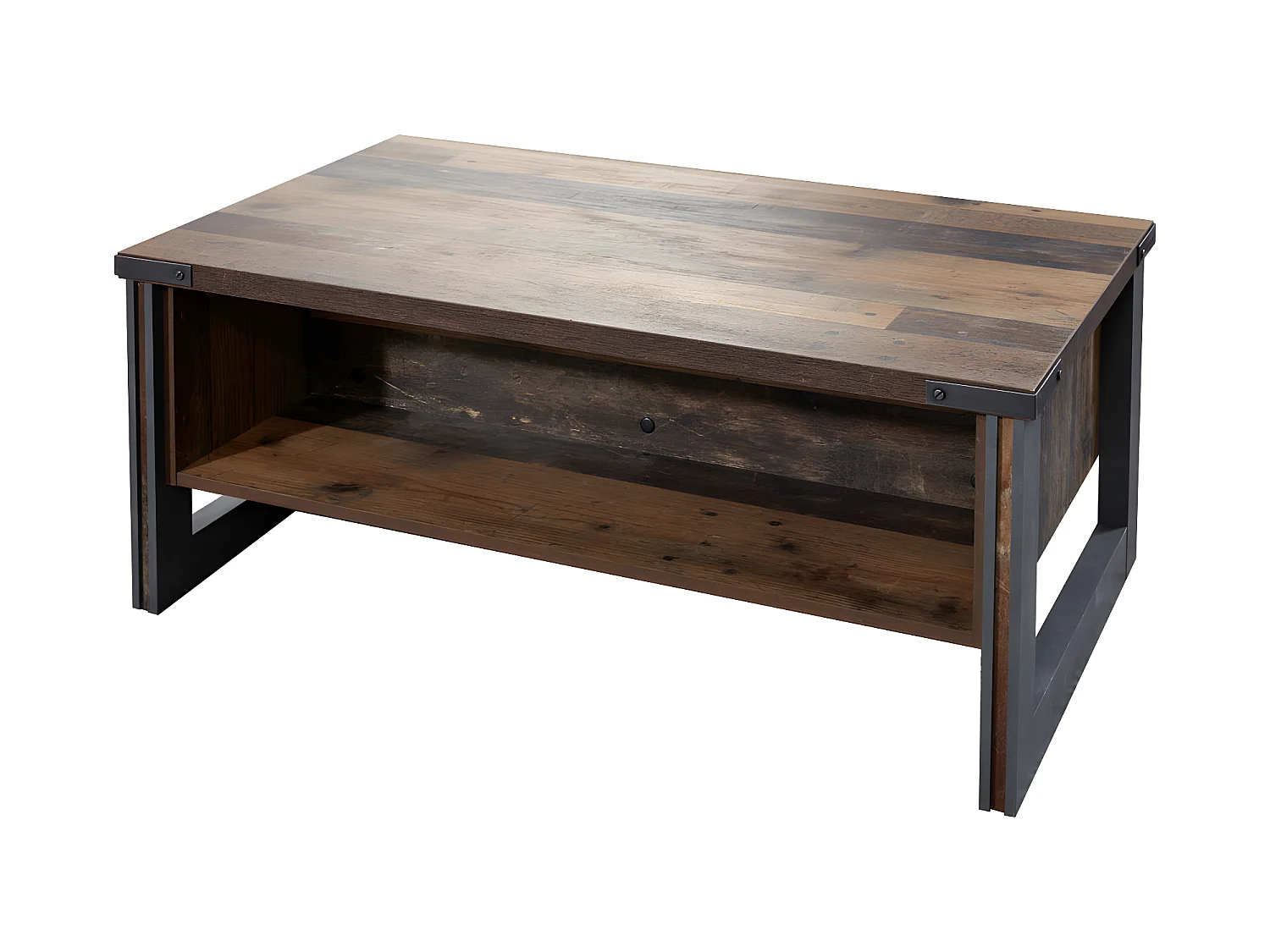 PrimePier salontafel 2 open vakken oud houten decor, eiken decor.