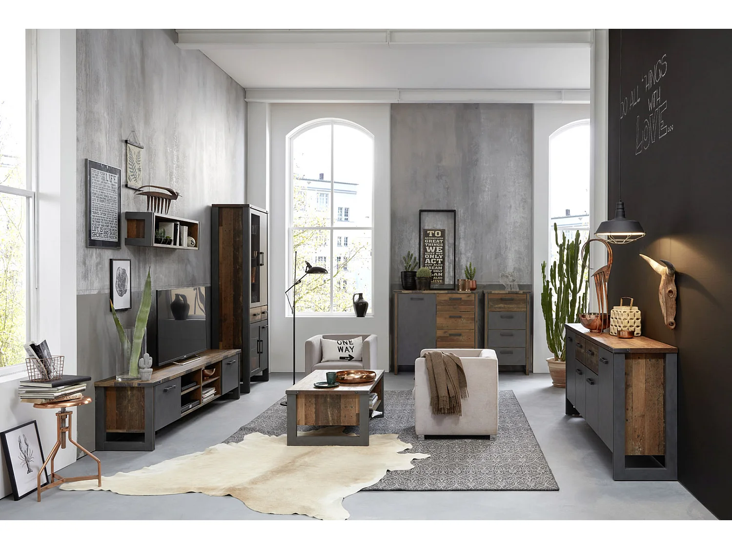 PrimePier salontafel 2 open vakken oud houten decor, eiken decor.