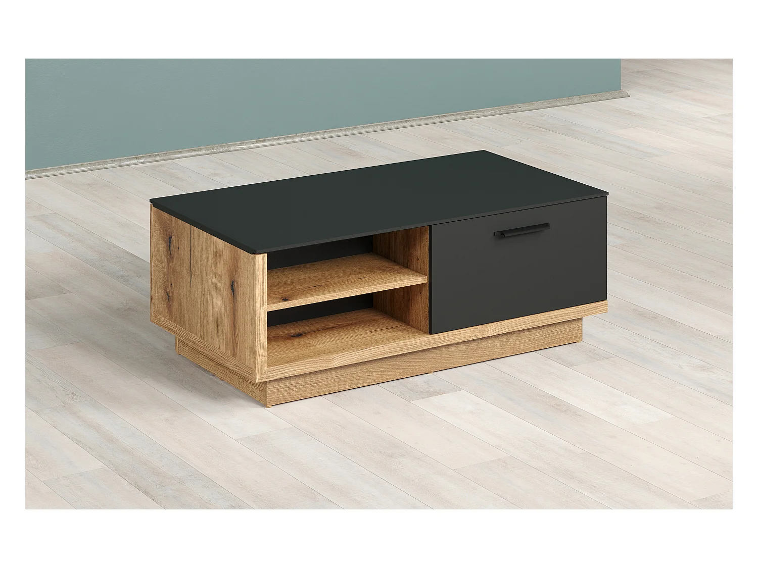 Table basse en gris et chêne Evoke Lunix 110cm