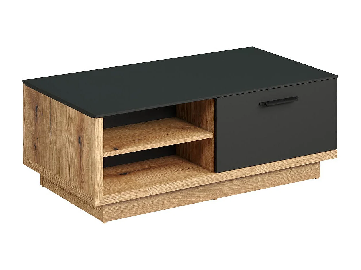 Synnax table basse 2 Claquement de portes, 4 tablettes gris,chêne décor.