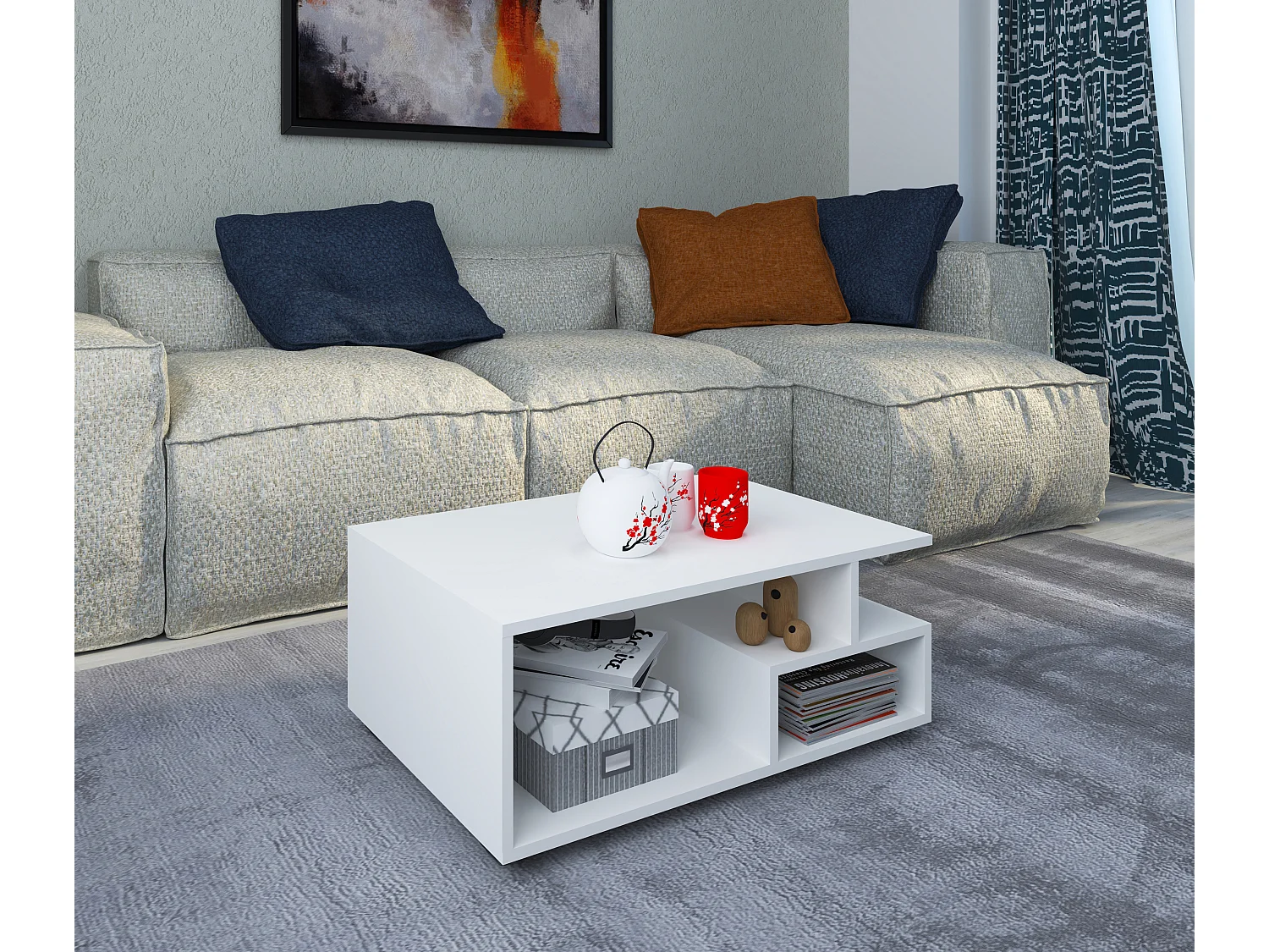 Side table & coffee table Sulas White H. 40 x W. 80 x D. 50 cm
