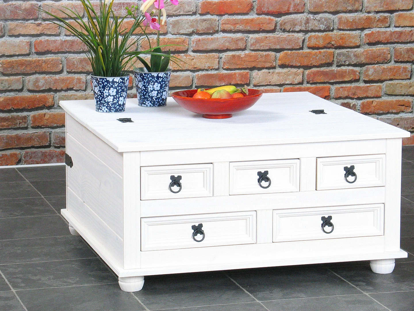 Dekenkist met laden wit salontafel New Mexico.