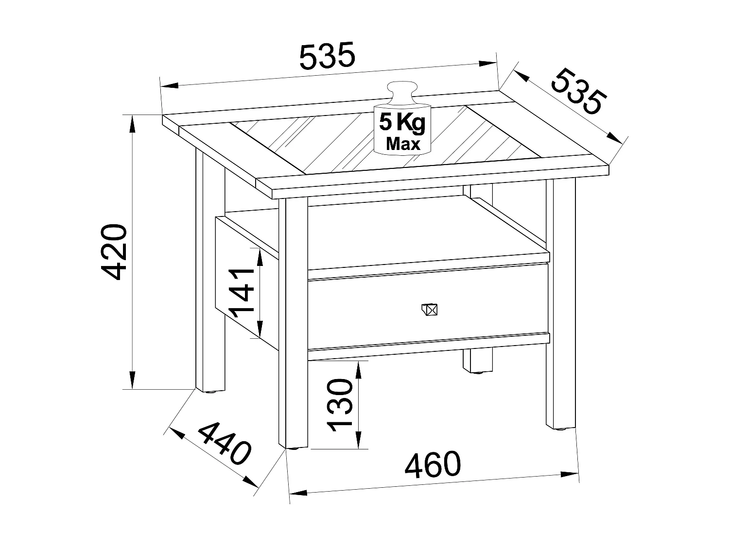 Side table & coffee table Lingis Honey oak H. 42 x W. 54 x D. 54 cm