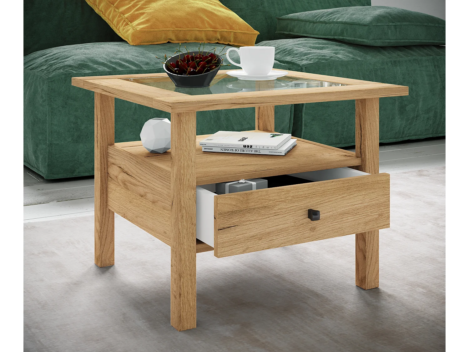 Holz Sofatisch Couchtisch Schublade Lingis M