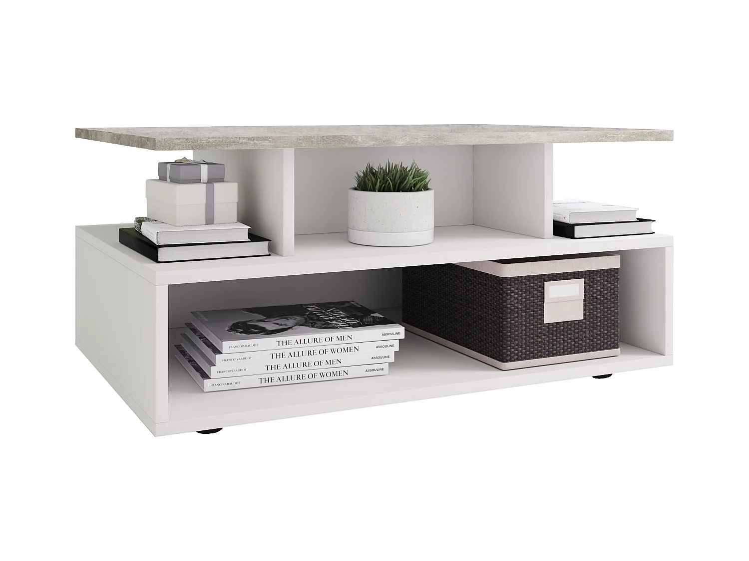 Side table & coffee table Esila White / concrete optics Dimensions approx. H. 40 x W. 80 x D. 50 cm
