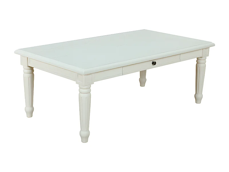 Amaretta Table basse vintage, blanc, vintage patiné, avec 2 tiroirs.