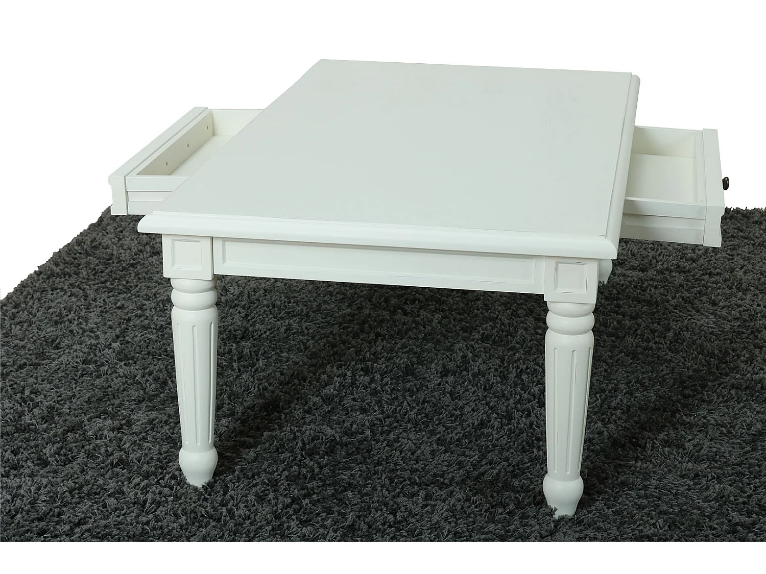 Amaretta Table basse vintage, blanc, vintage patiné, avec 2 tiroirs.