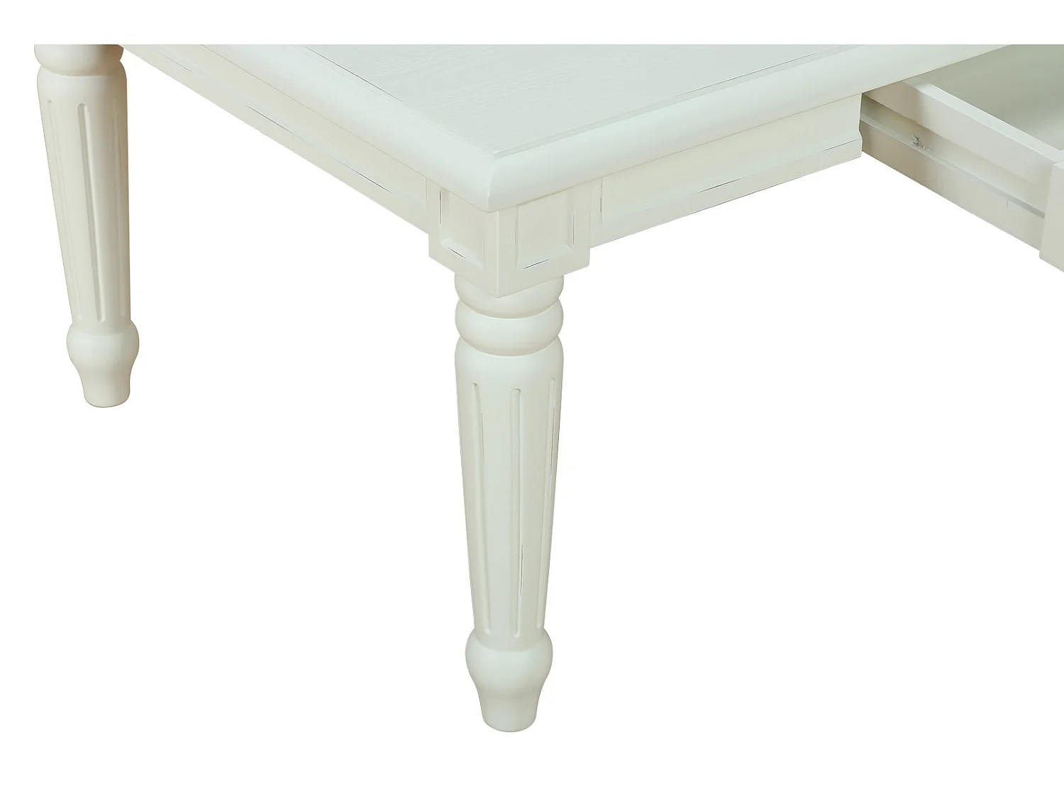 Mozart salontafel met 2 lades, antiek wit, antiek gepatineerd.