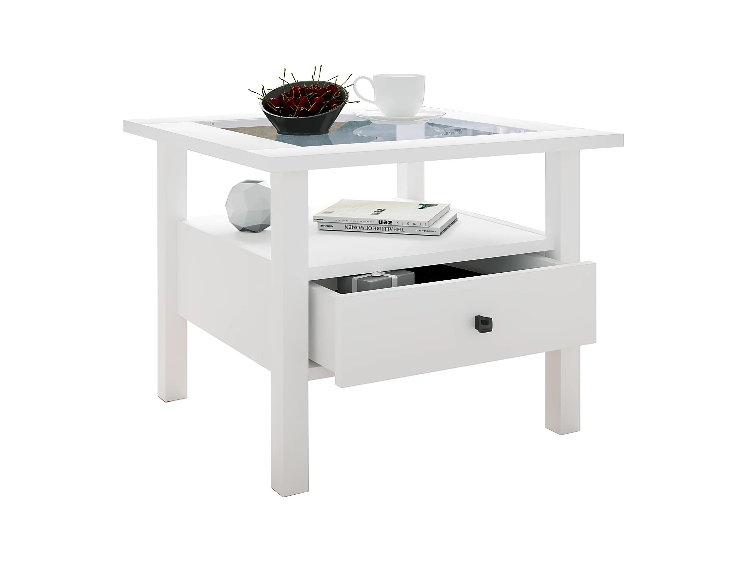 Side table & coffee table Lingis White H. 42 x W. 54 x D. 54 cm
