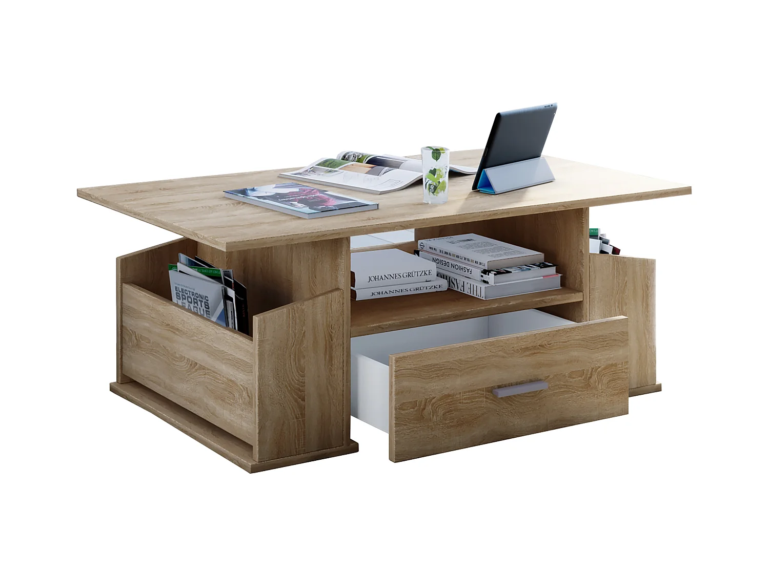 Side table & coffee table Junata Sonoma oak (Sägerau) H. 44 x W. 110 x D. 52 cm