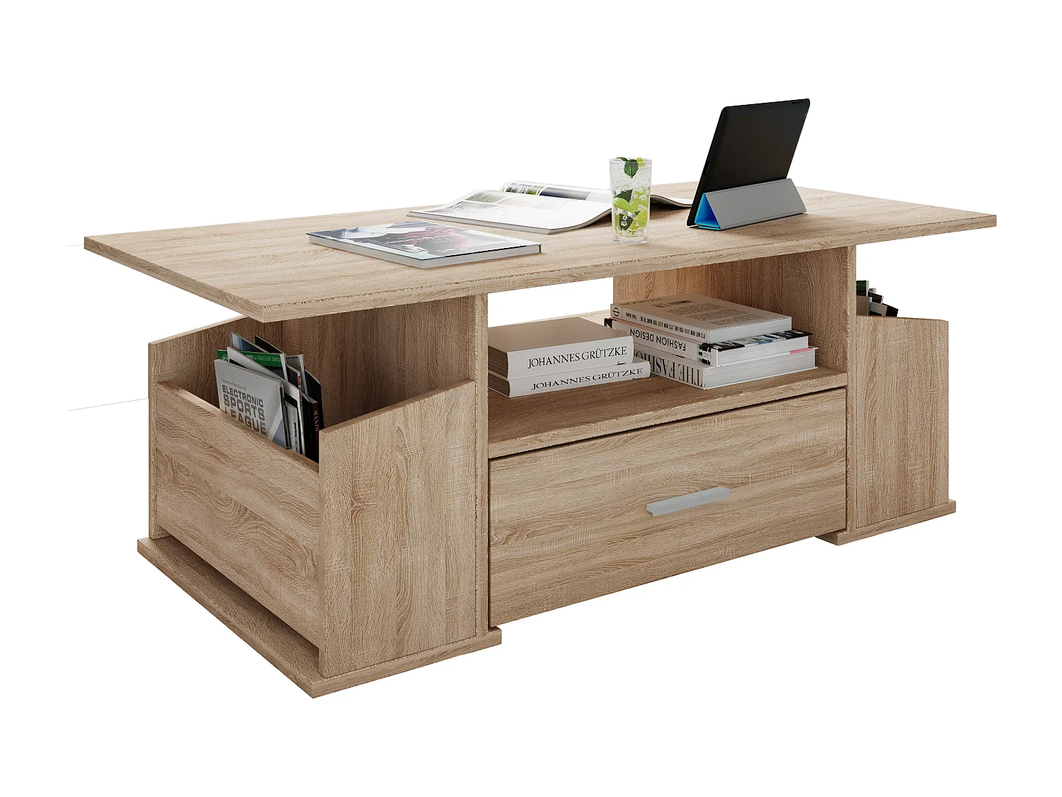 Side table & coffee table Junata Sonoma oak (Sägerau) H. 44 x W. 110 x D. 52 cm