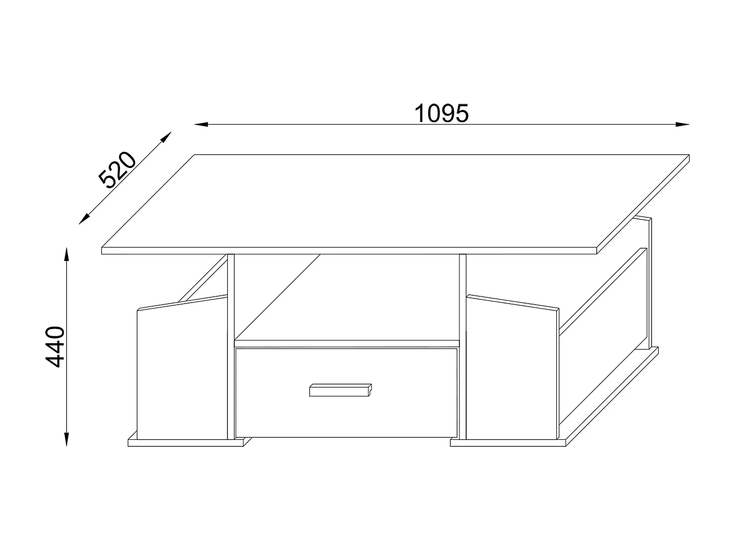 Side table & coffee table Junata Sonoma oak (Sägerau) H. 44 x W. 110 x D. 52 cm