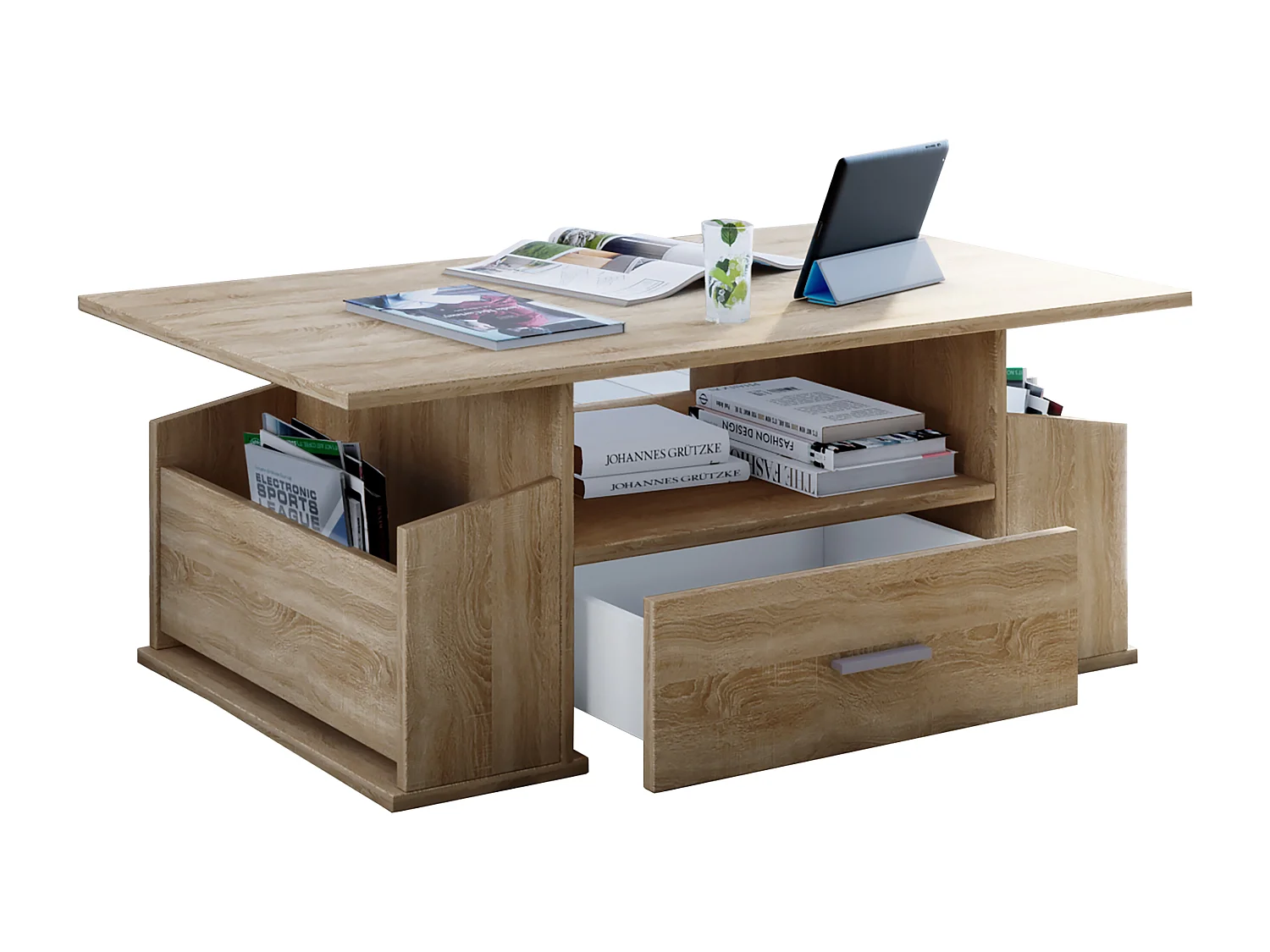 Holz Sofatisch Couchtisch Schublade Junata