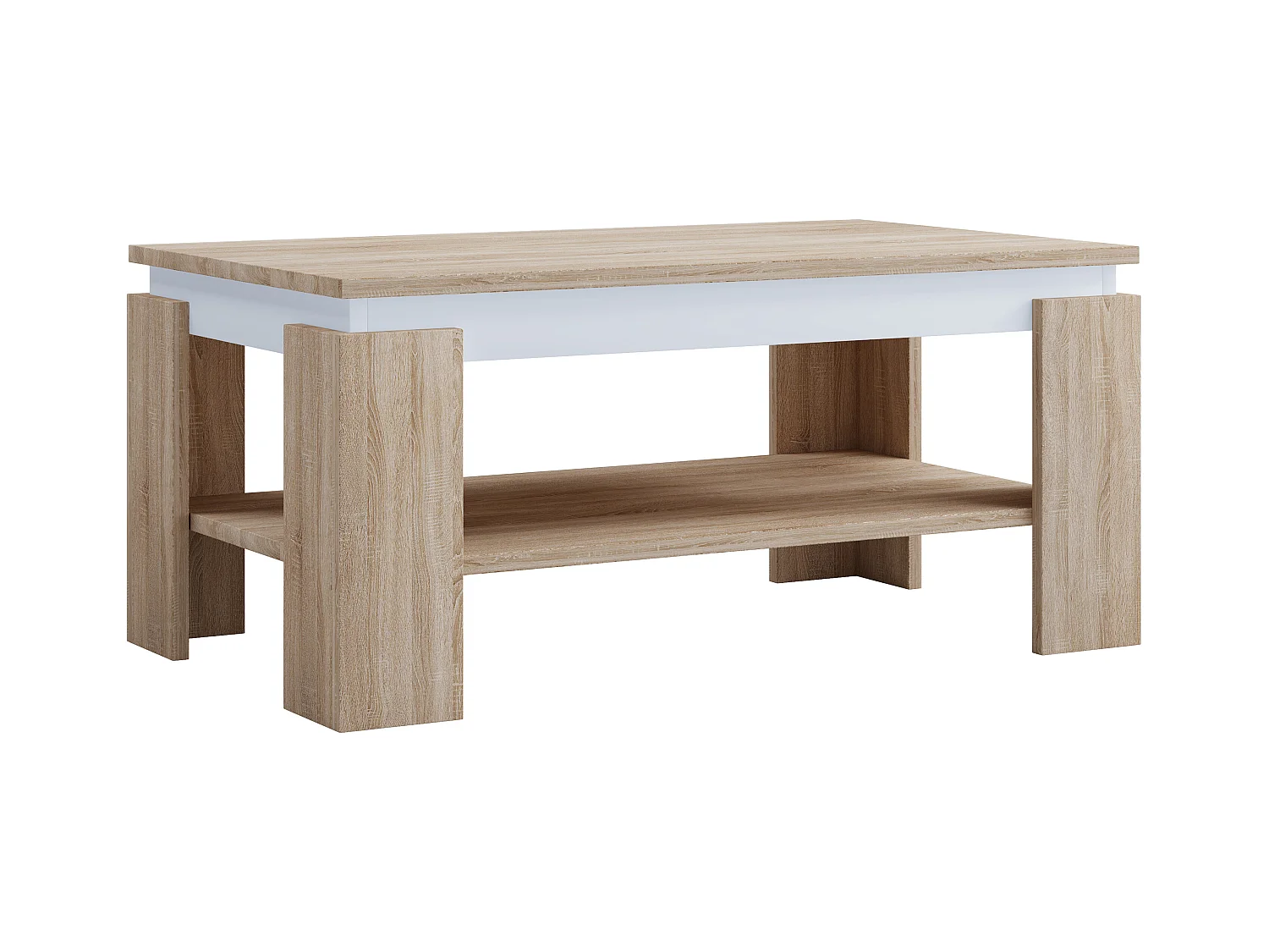 Side table & coffee table Rolas Sonoma oak / white H. 41 x W. 90 x D. 53cm