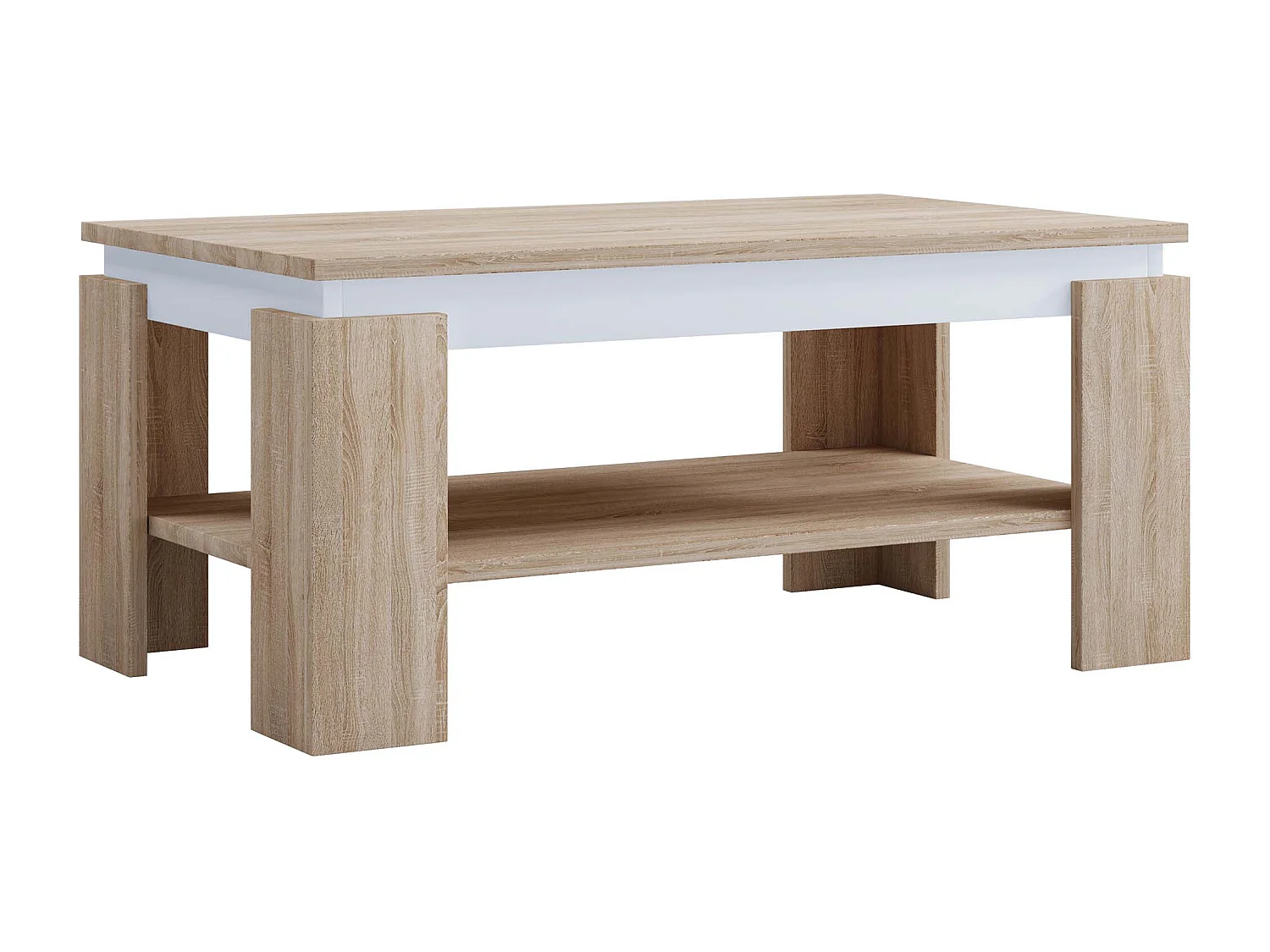 Side table & coffee table Rolas Sonoma oak / white H. 41 x W. 90 x D. 53cm