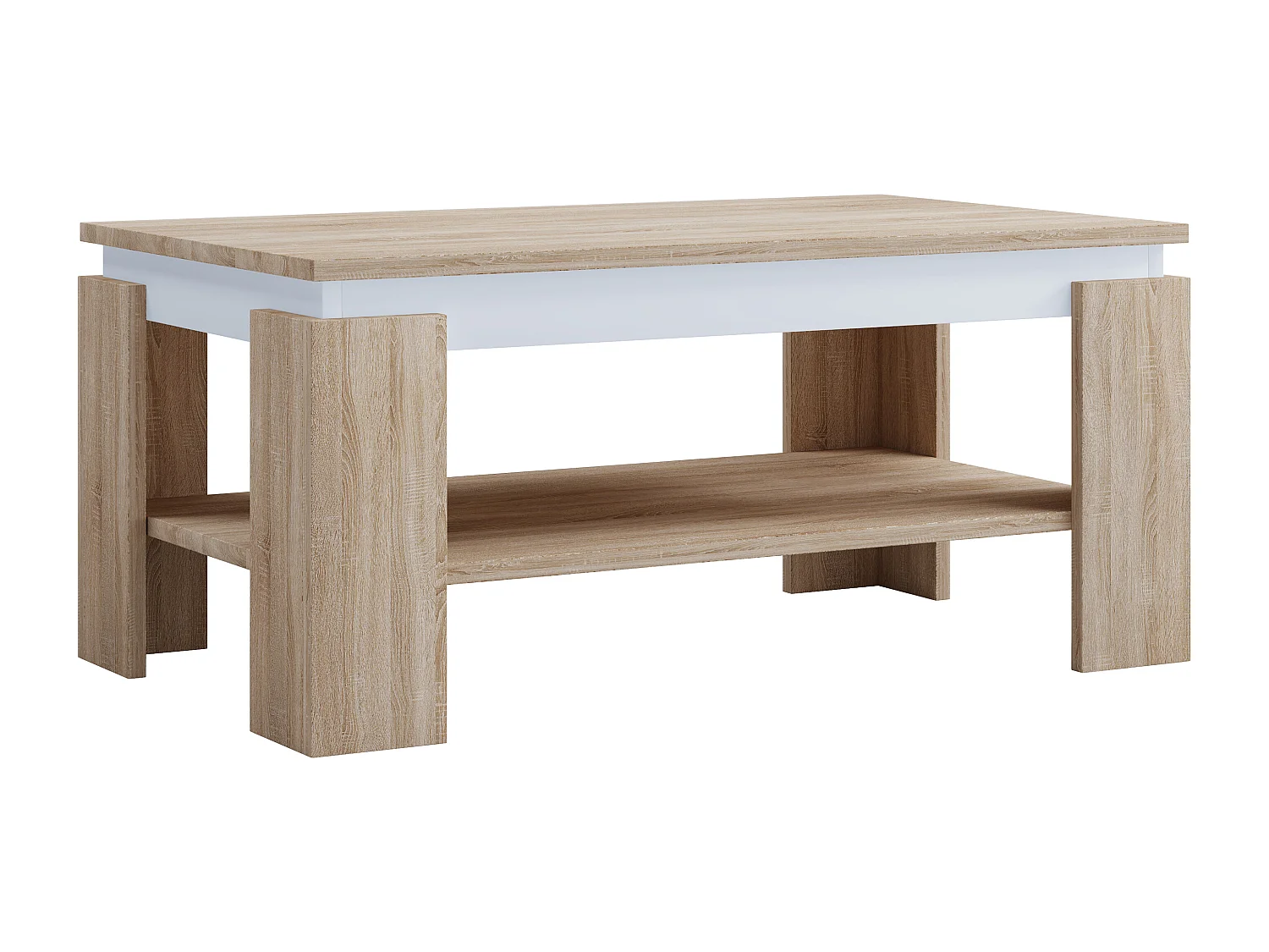 Side table & coffee table Rolas Sonoma oak / white H. 41 x W. 90 x D. 53cm