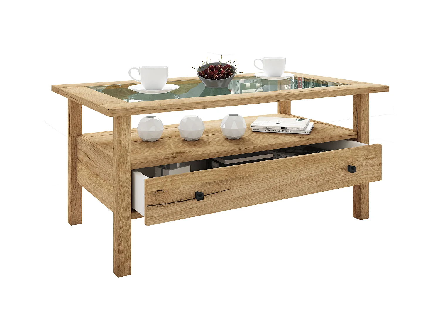 Holz Sofatisch Couchtisch Schublade Lingis L