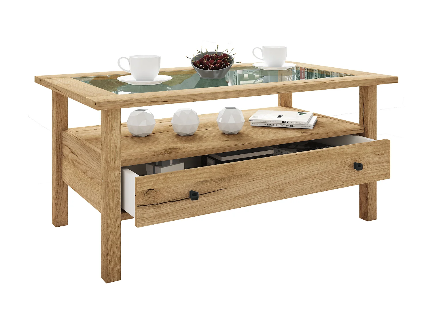 Holz Sofatisch Couchtisch Schublade Lingis L