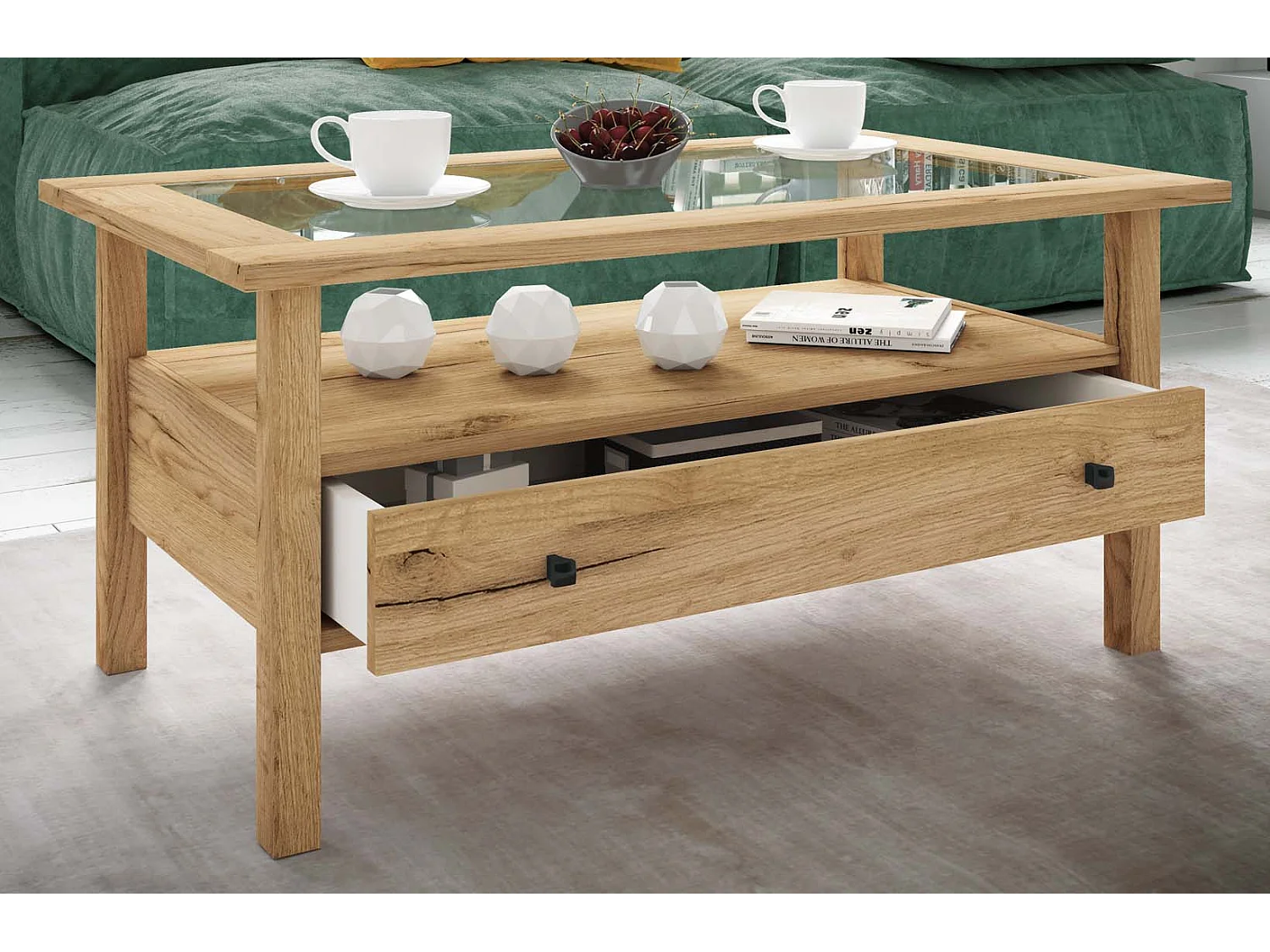 Holz Sofatisch Couchtisch Schublade Lingis L