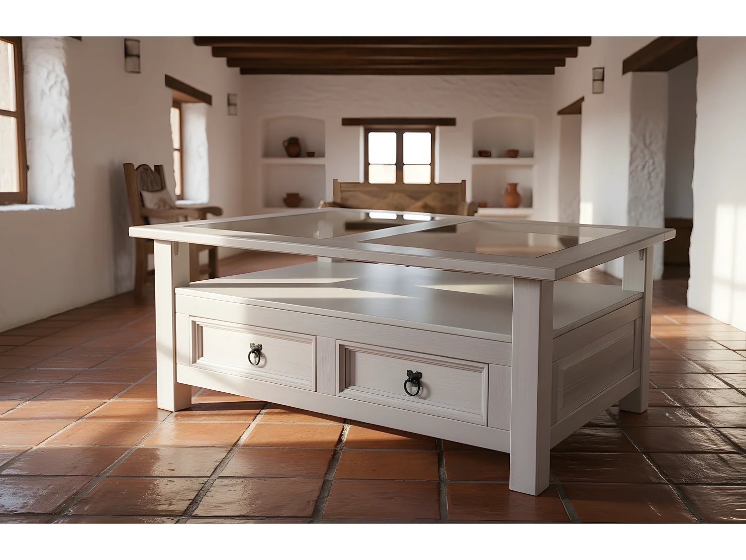 New Mexico Table basse avec 2 tiroirs, en gris.