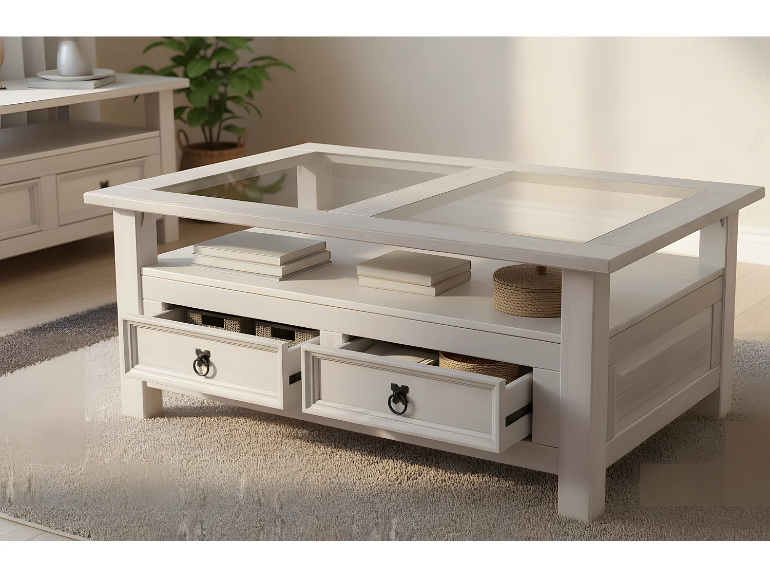 New Mexico Table basse avec 2 tiroirs, en gris.