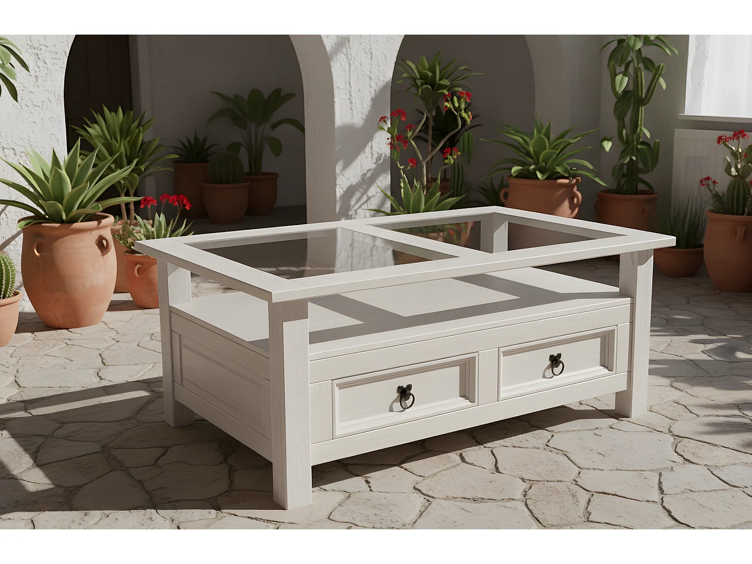 New Mexico Table basse avec 2 tiroirs, en gris.