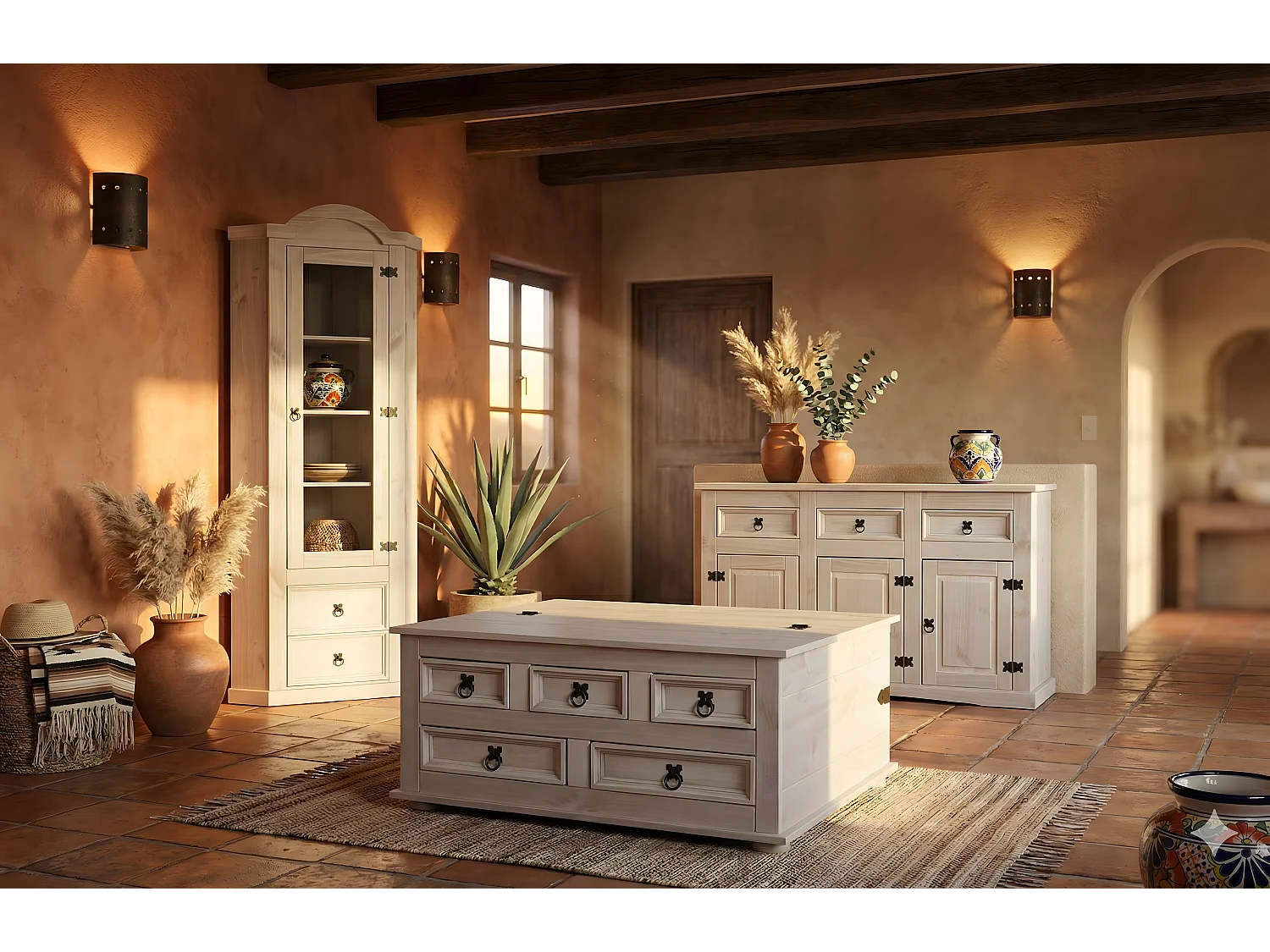 New Mexico Table basse avec 2 tiroirs, en gris.