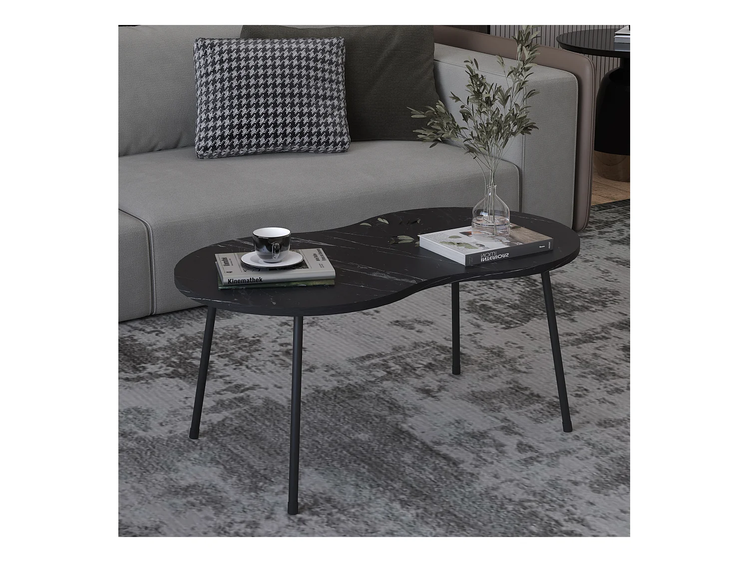 Side table & coffee table Mirola Black H. 42 x W. 90 x D. 41 cm