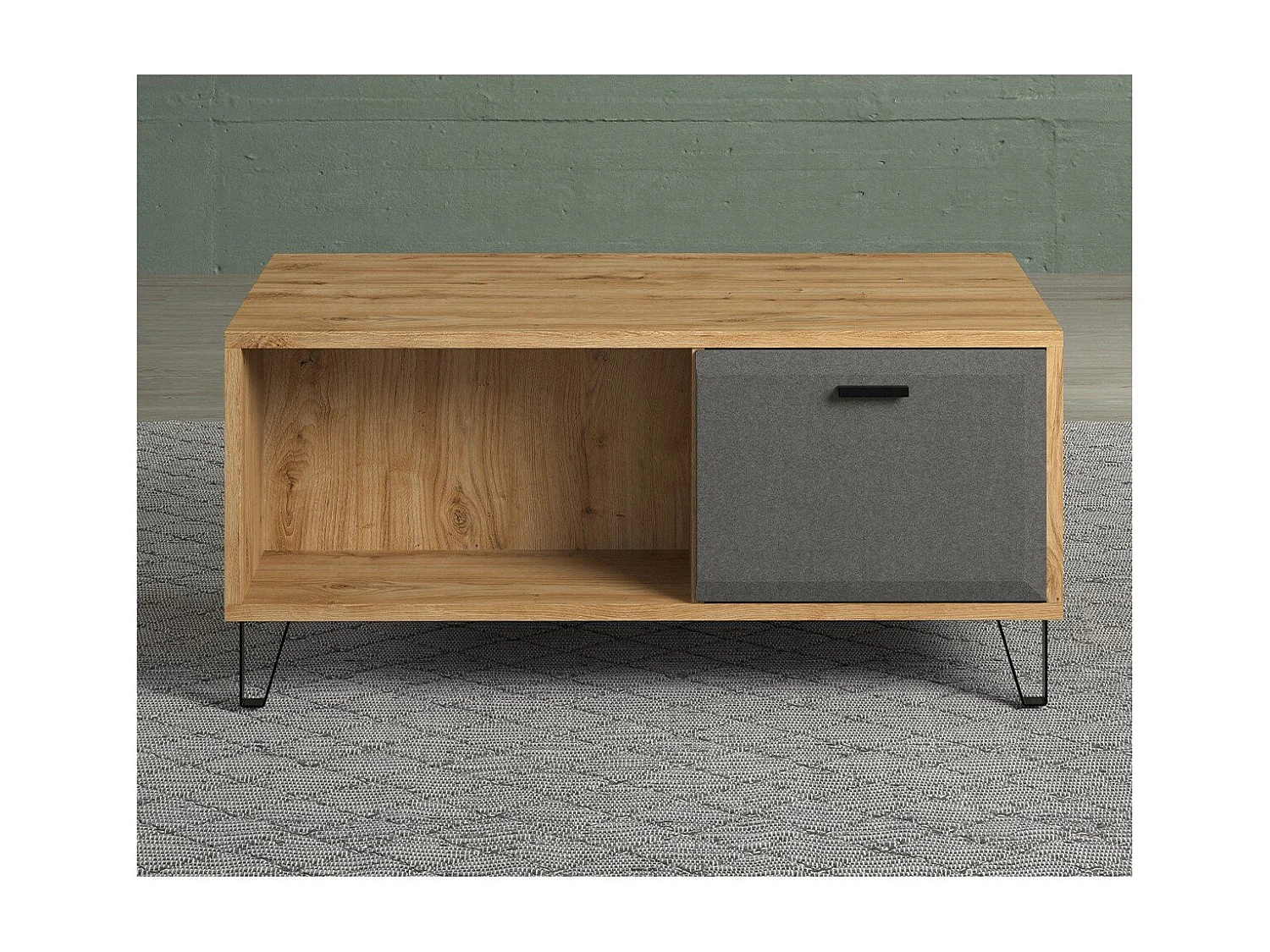 Kledingkast 1 deur Navarra eiken en donkergrijs vilt Florence 60 cm