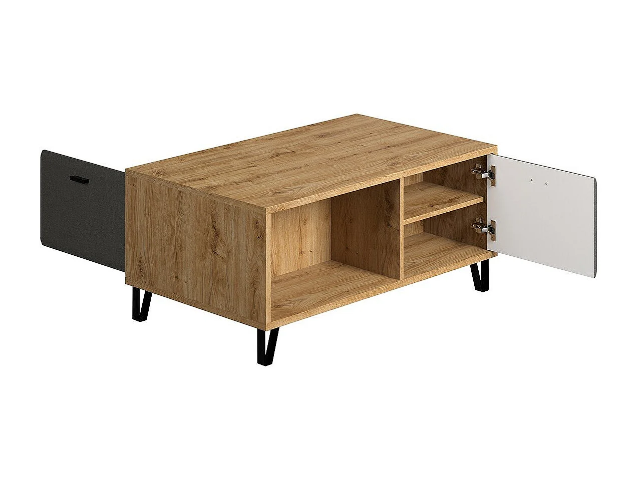 Kledingkast 1 deur Navarra eiken en donkergrijs vilt Florence 60 cm