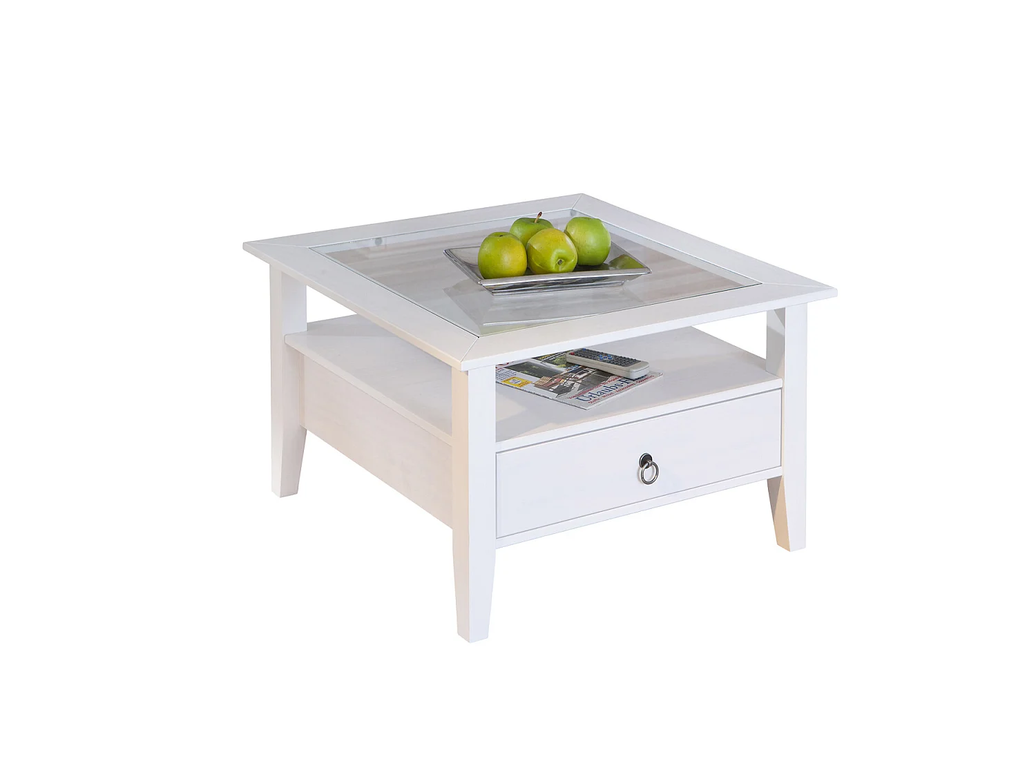 Pall Table basse à 1 tiroir, 1 tablette, blanc.