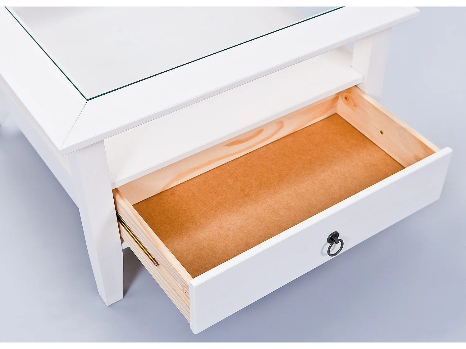 Pall Table basse à 1 tiroir, 1 tablette, blanc.