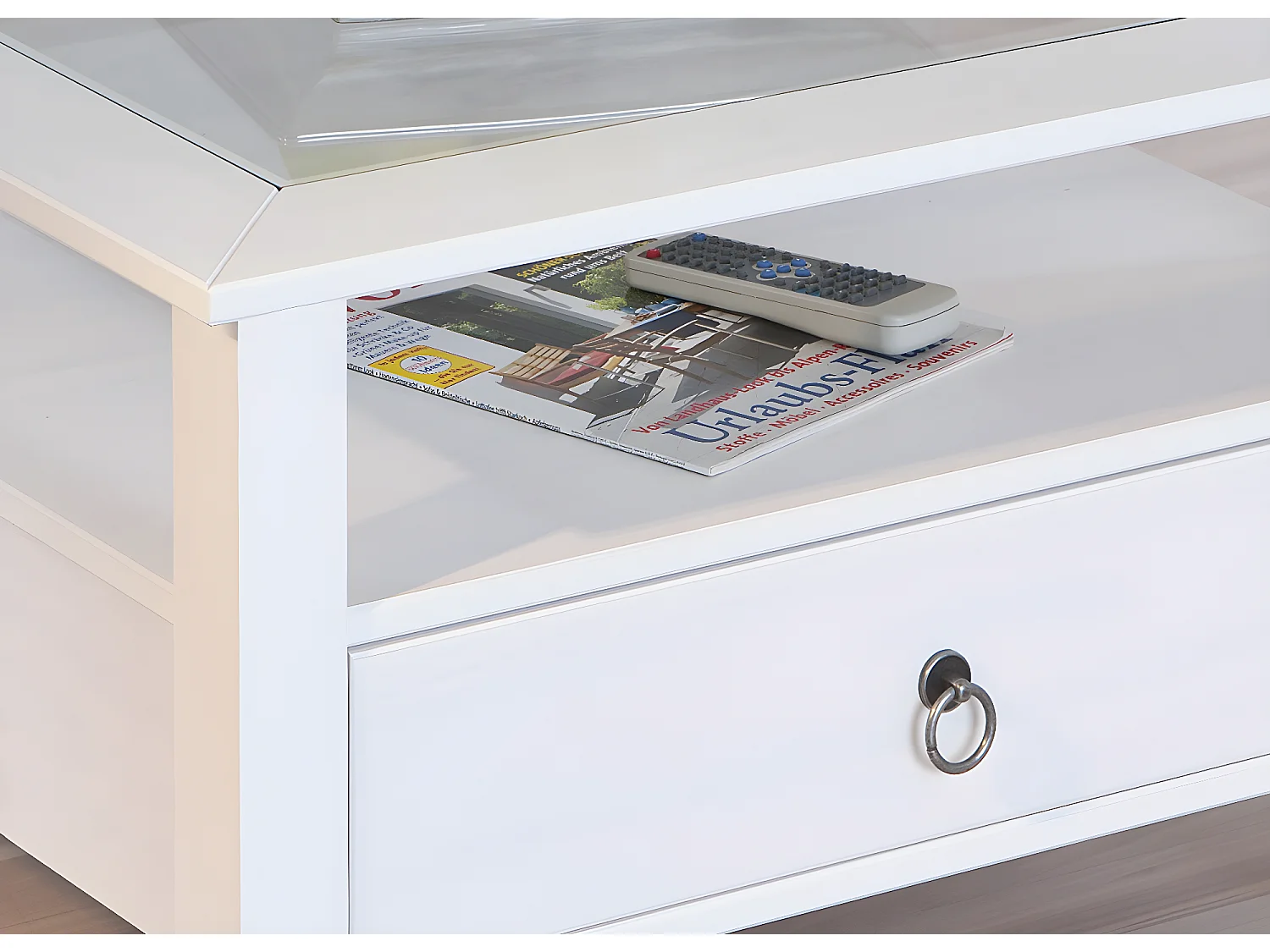 Pall salontafel 1 lade, 1 plank wit.